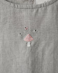 Natural Linen Shirt with Wings, Size 4-5 years, Pink mushroom embroidery (STOCK)