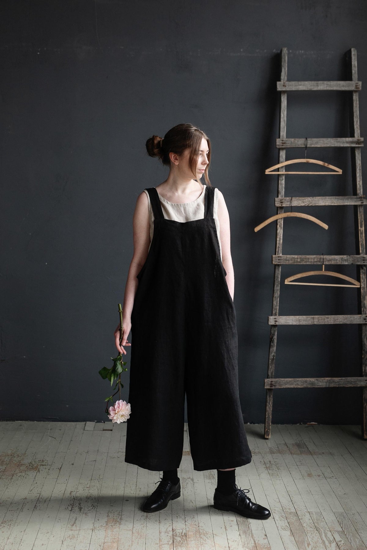 Black Linen Overalls