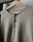 Natural Long Sleeve Henley Linen Shirt