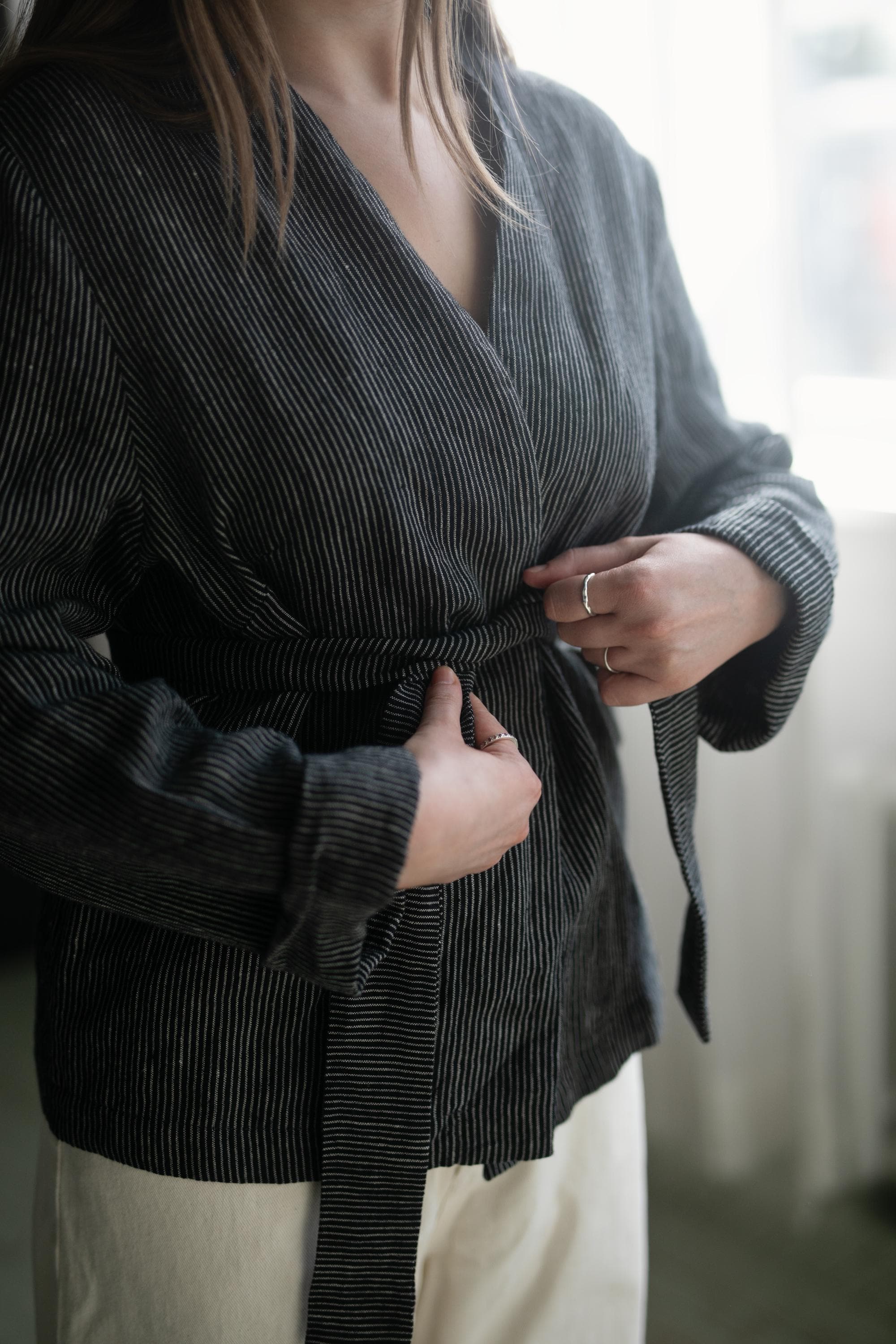 Midnight Stripe Kyoto Linen Jacket