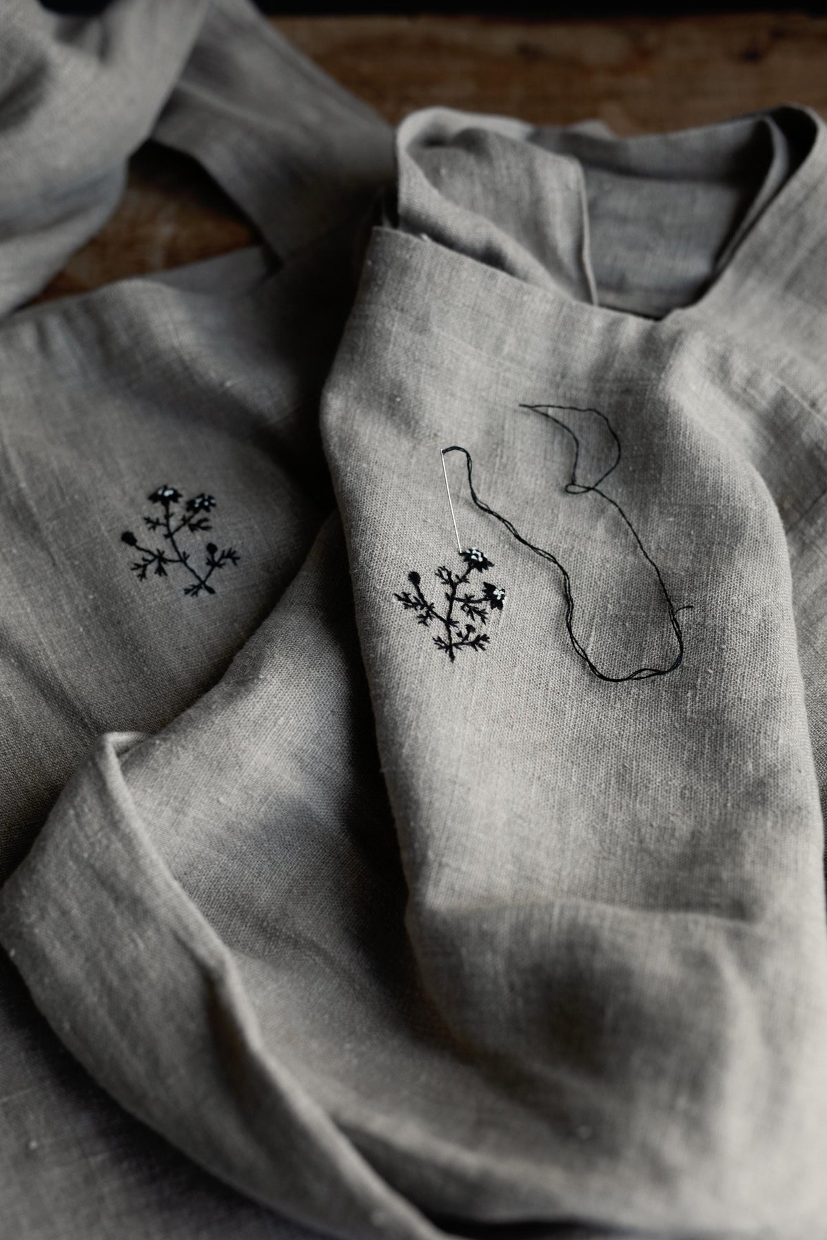 Natural Small Round Linen Bag
