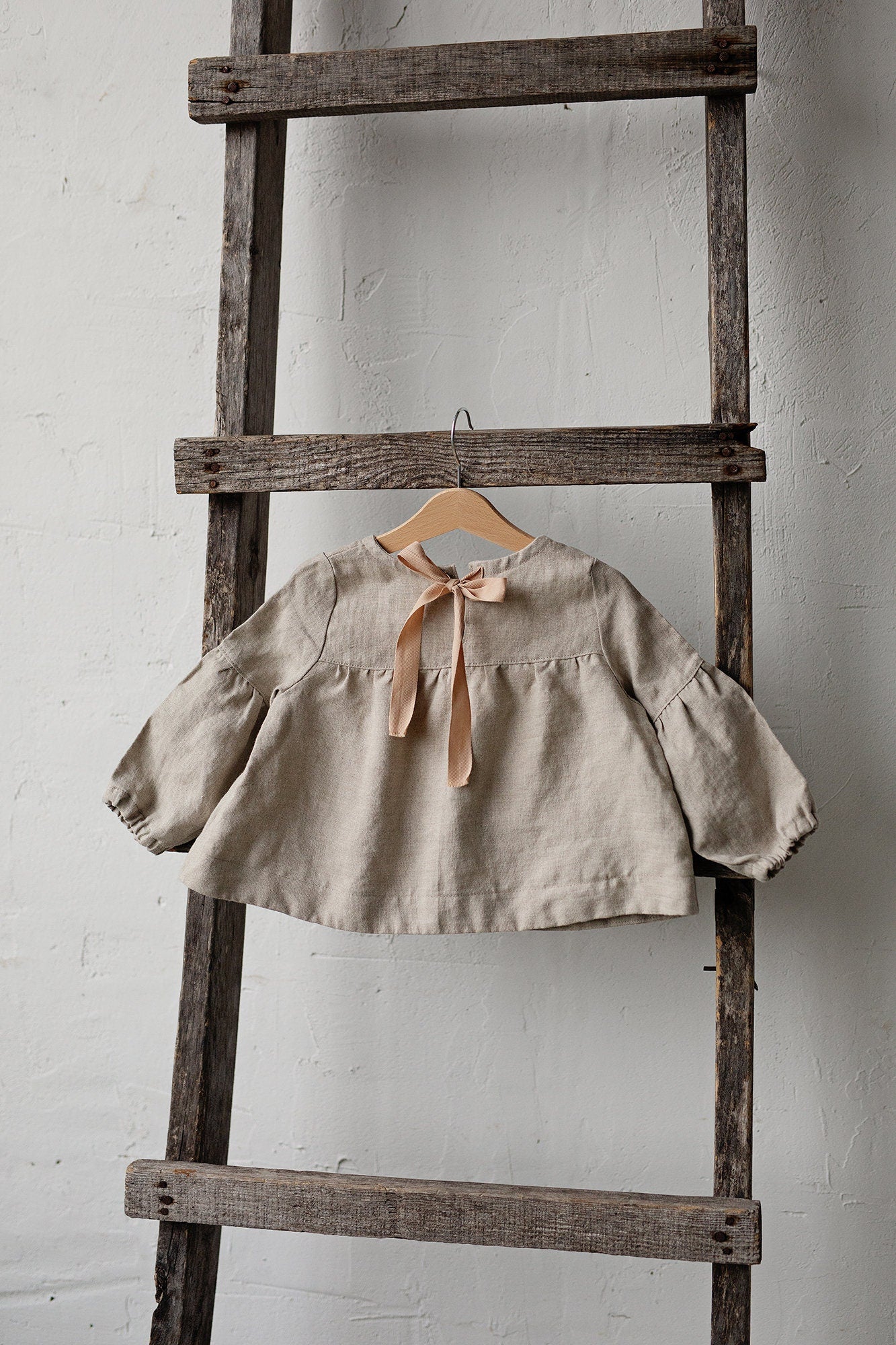 Natural Short Linen Tunic, Size 5-6 years