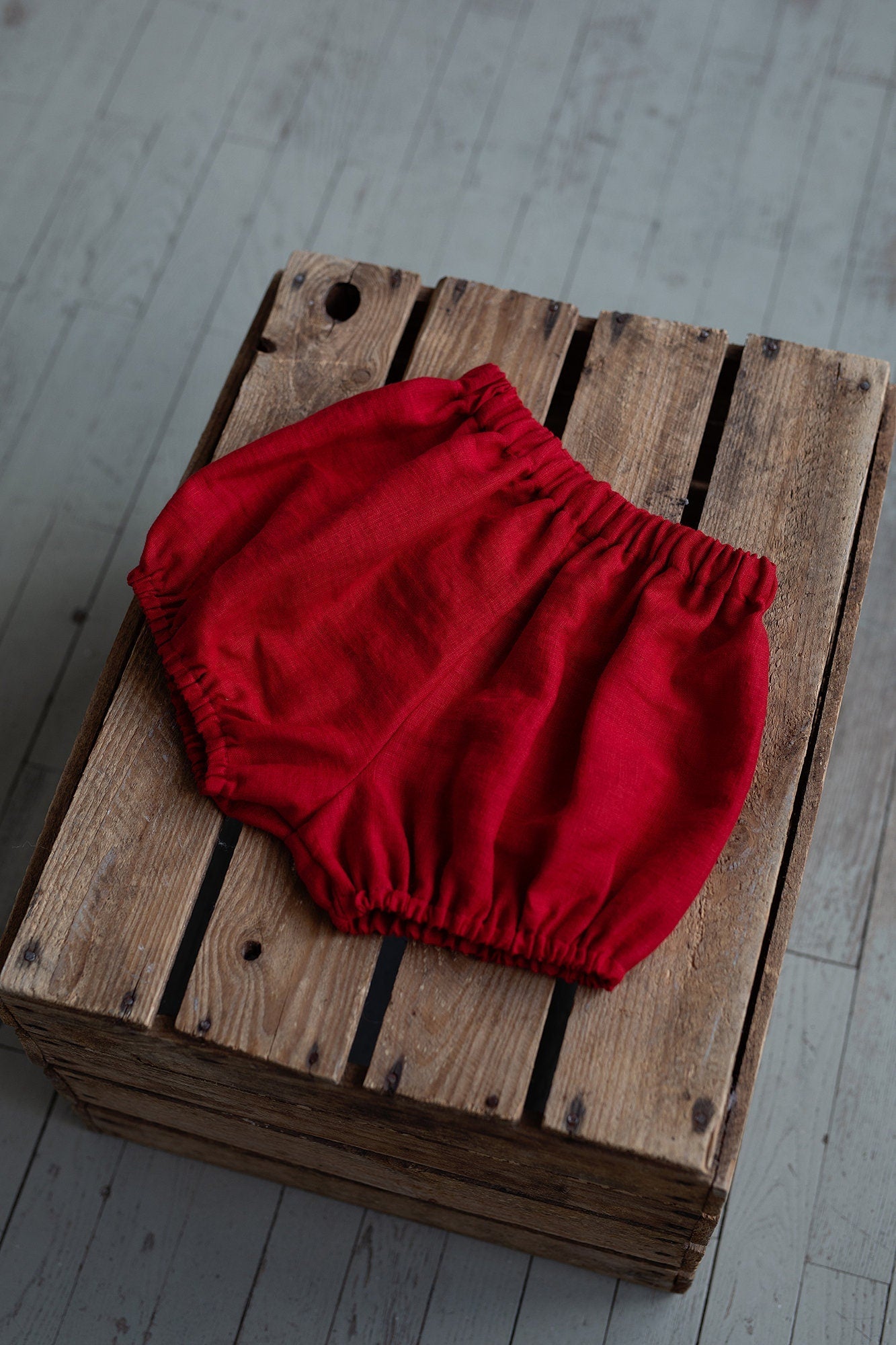 Cherry Linen Bloomers, Size 2-3 years