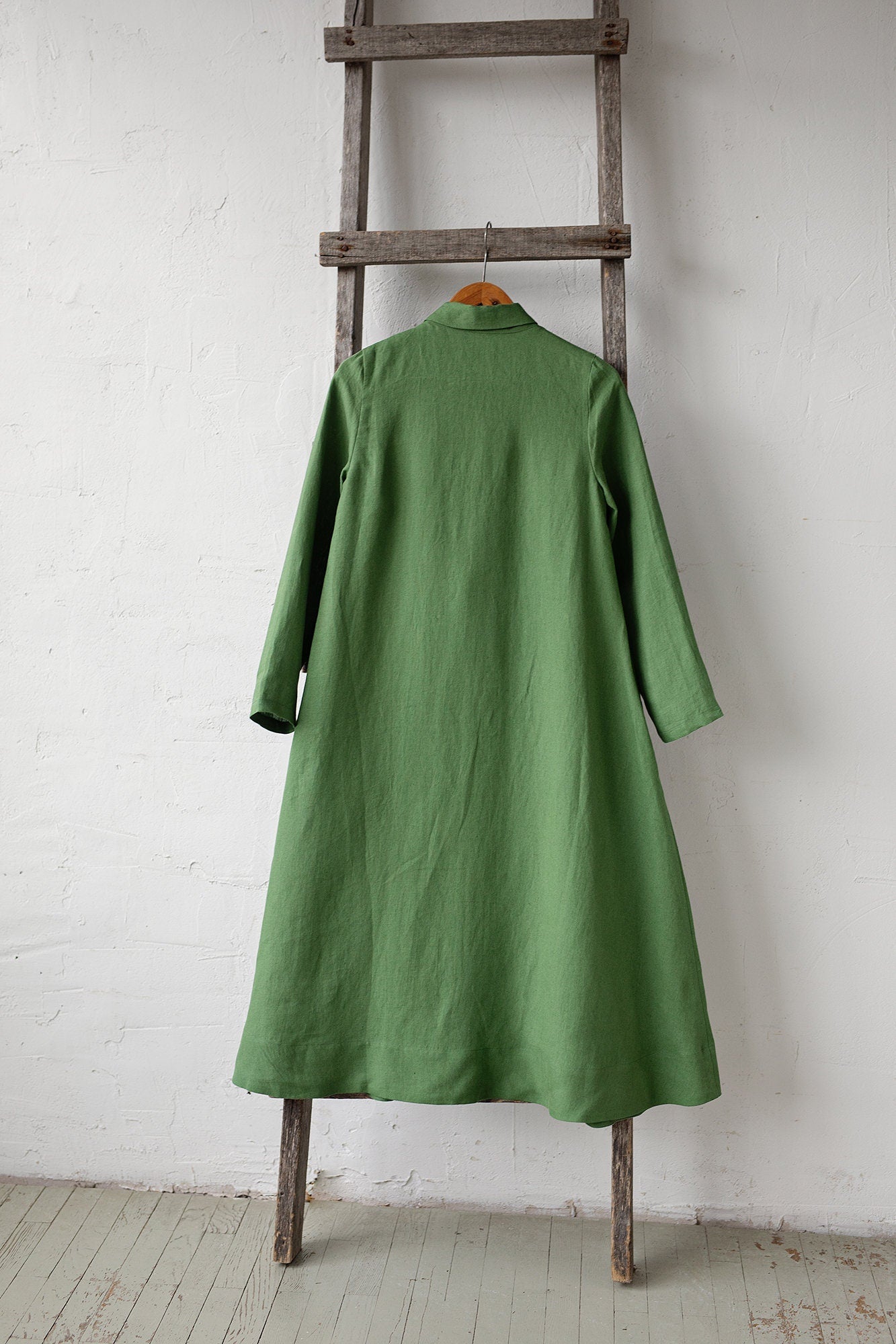 Apple Green Emma Linen Coat, Size M