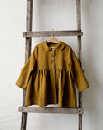 Amber Ruffle Linen Coat, 5-6 years, Sleeping Fawn in the Autumn Embroidery