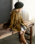 Amber Ruffle Linen Coat, 5-6 years, Sleeping Fawn in the Autumn Embroidery