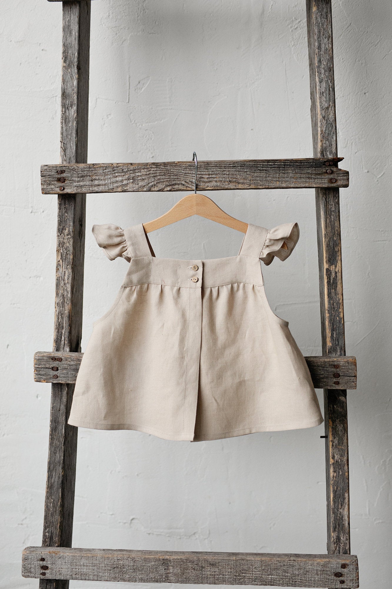 Sand Vintage Linen Shirt, Size 4-5 years