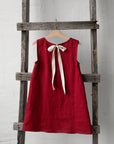 Cherry Sleeveless Linen Dress, Size 3-4 years