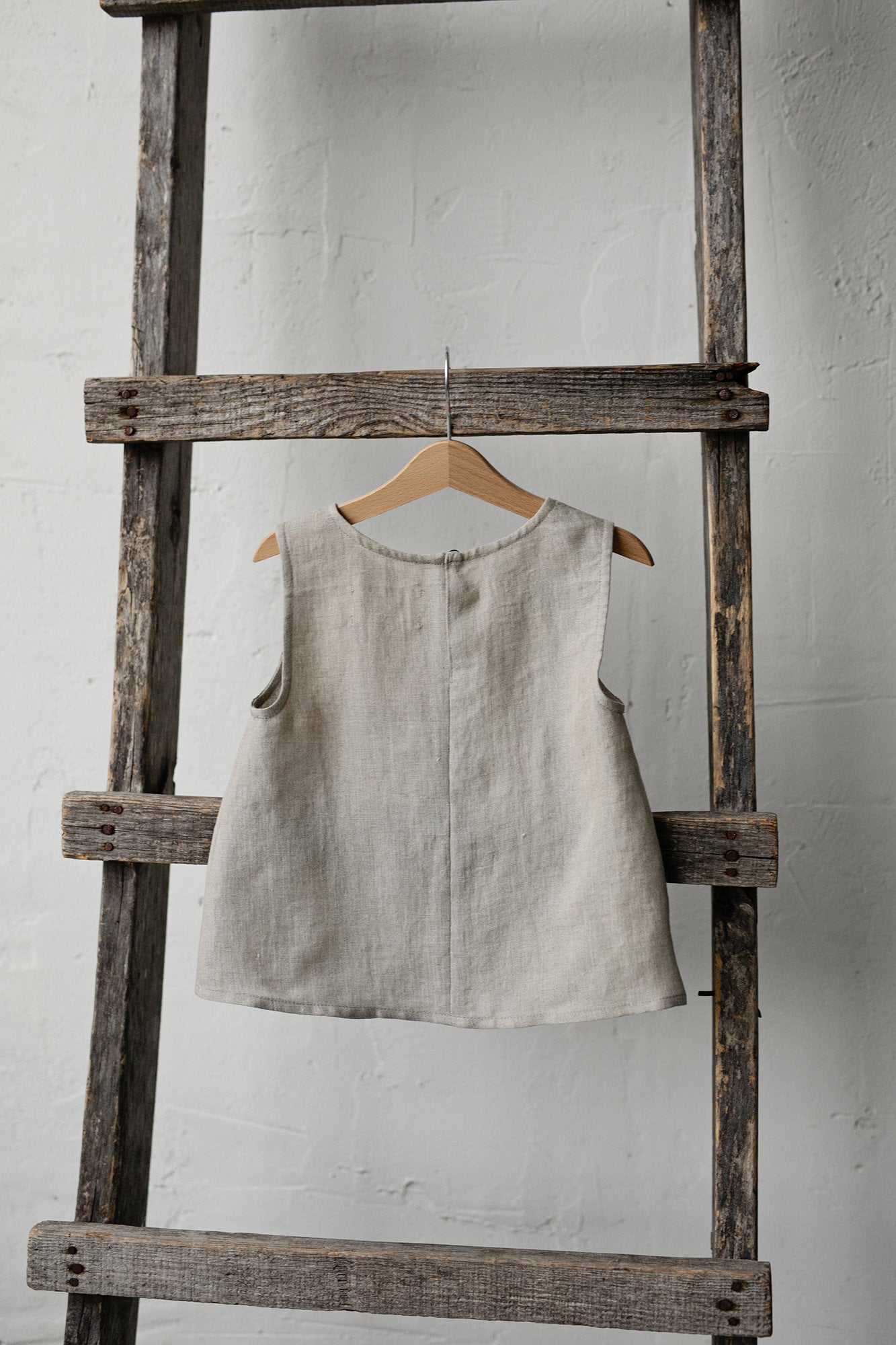 Natural Sleeveless Linen Shirt, Size 2-3 years