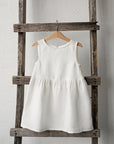 White Smock Linen Dress, 6-12 months