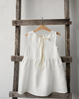 White Smock Linen Dress, 6-12 months