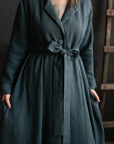 Marine Blue Jane Austen Linen Coat
