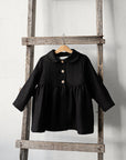 Black Ruffle Linen Coat