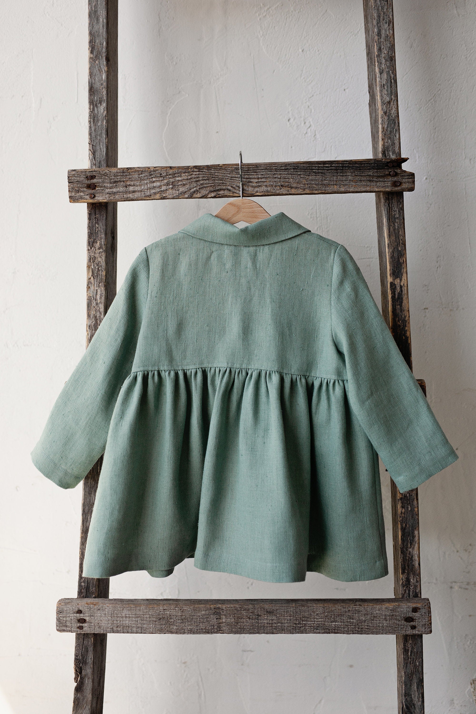 Mint Ruffle Linen Coat