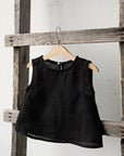 Black Sleeveless Linen Shirt