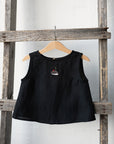 Black Sleeveless Linen Shirt