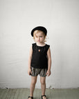 Black Sleeveless Linen Shirt