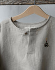 Natural Long Sleeve V Neck Linen Shirt