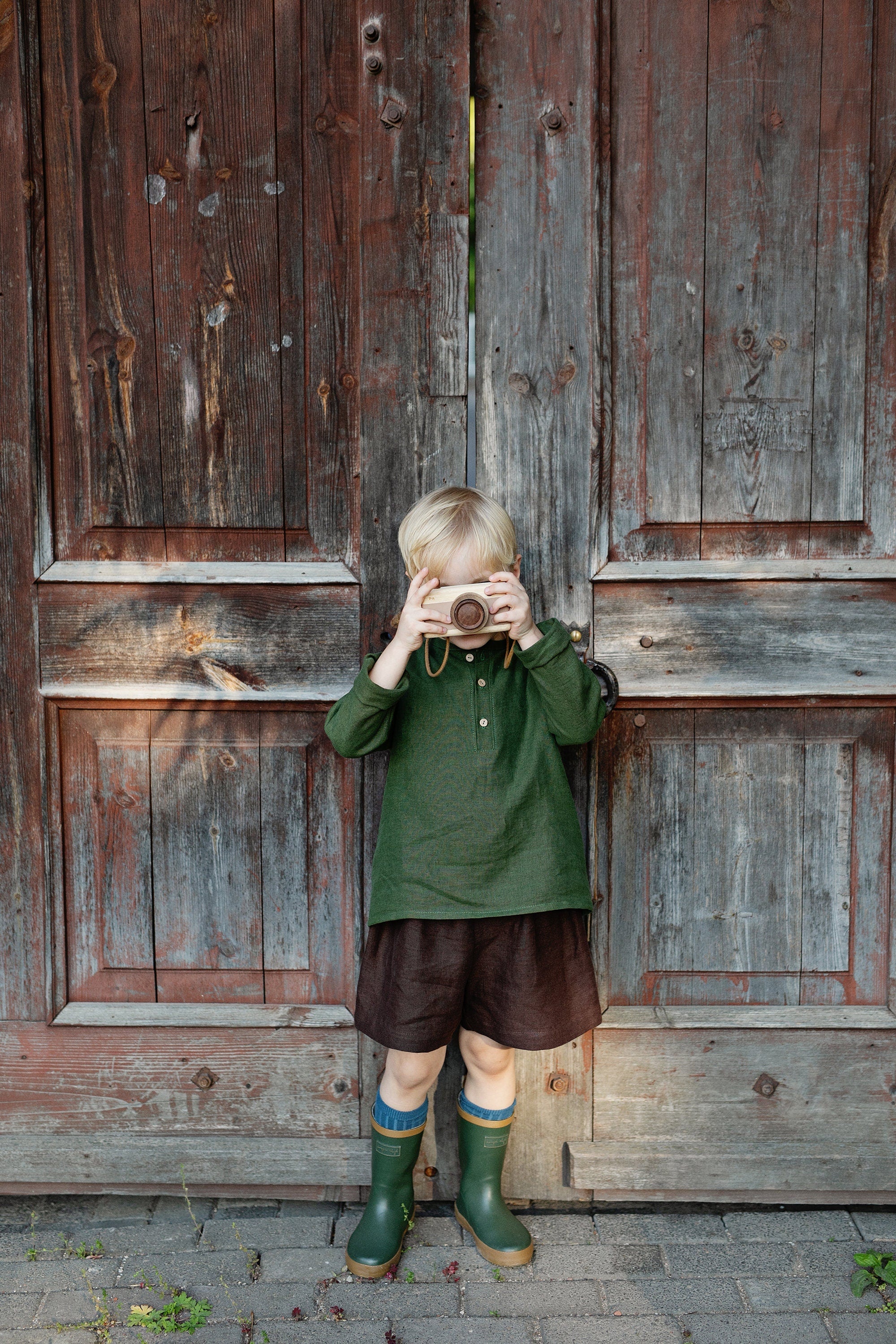 Forest Green Long Sleeve Button Linen Shirt