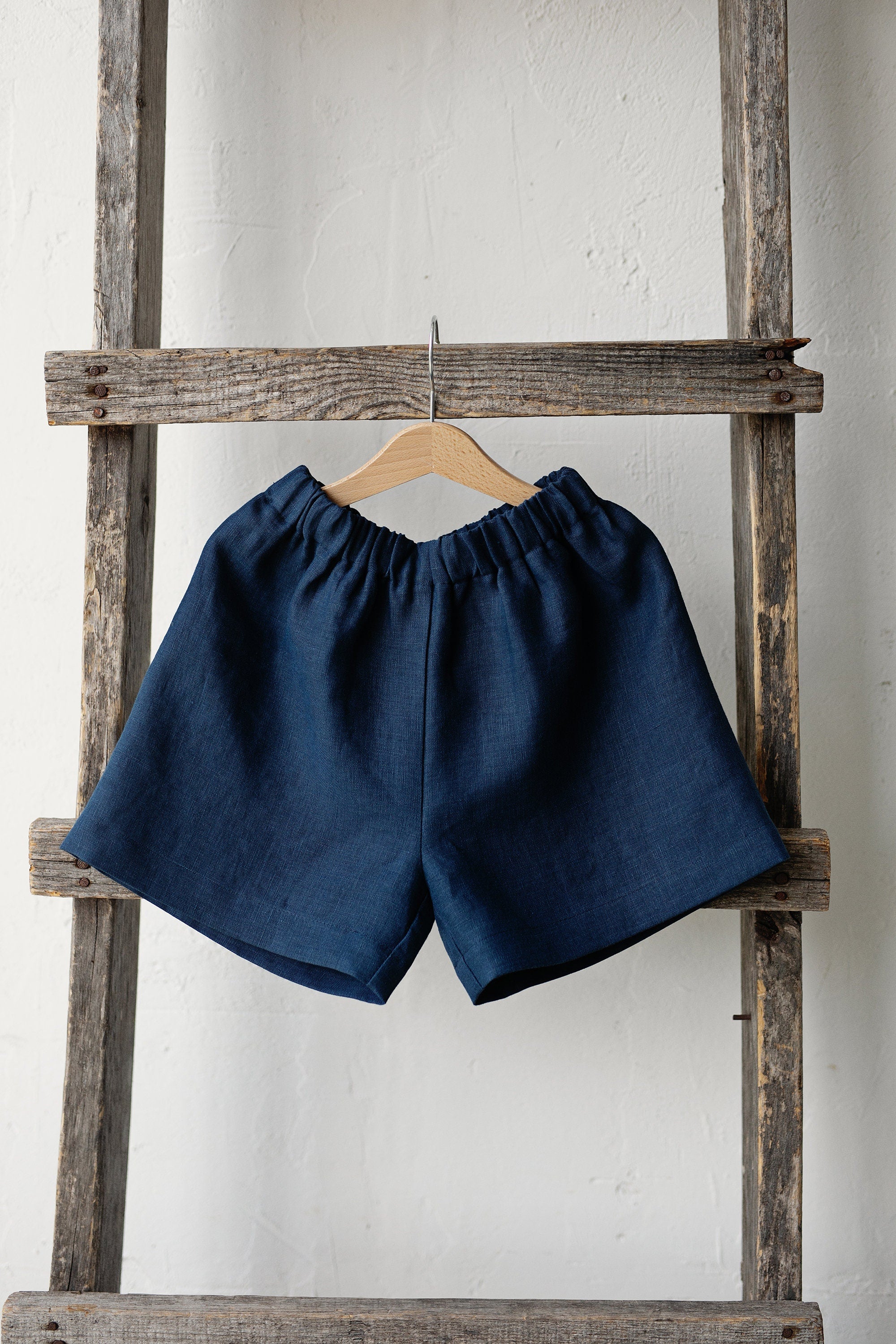 Navy Blue Simple Linen Shorts