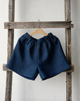 Navy Blue Simple Linen Shorts