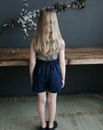 Navy Blue Simple Linen Shorts