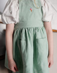 Green Tea Linen Cross Back Pinafore