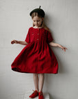 Cherry Short Sleeve Anemone Linen Dress