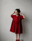 Cherry Short Sleeve Anemone Linen Dress