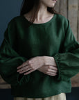 Forest Green Kimono Linen Tunic