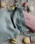 Macarons Pastel Blue Linen Pouch Bag