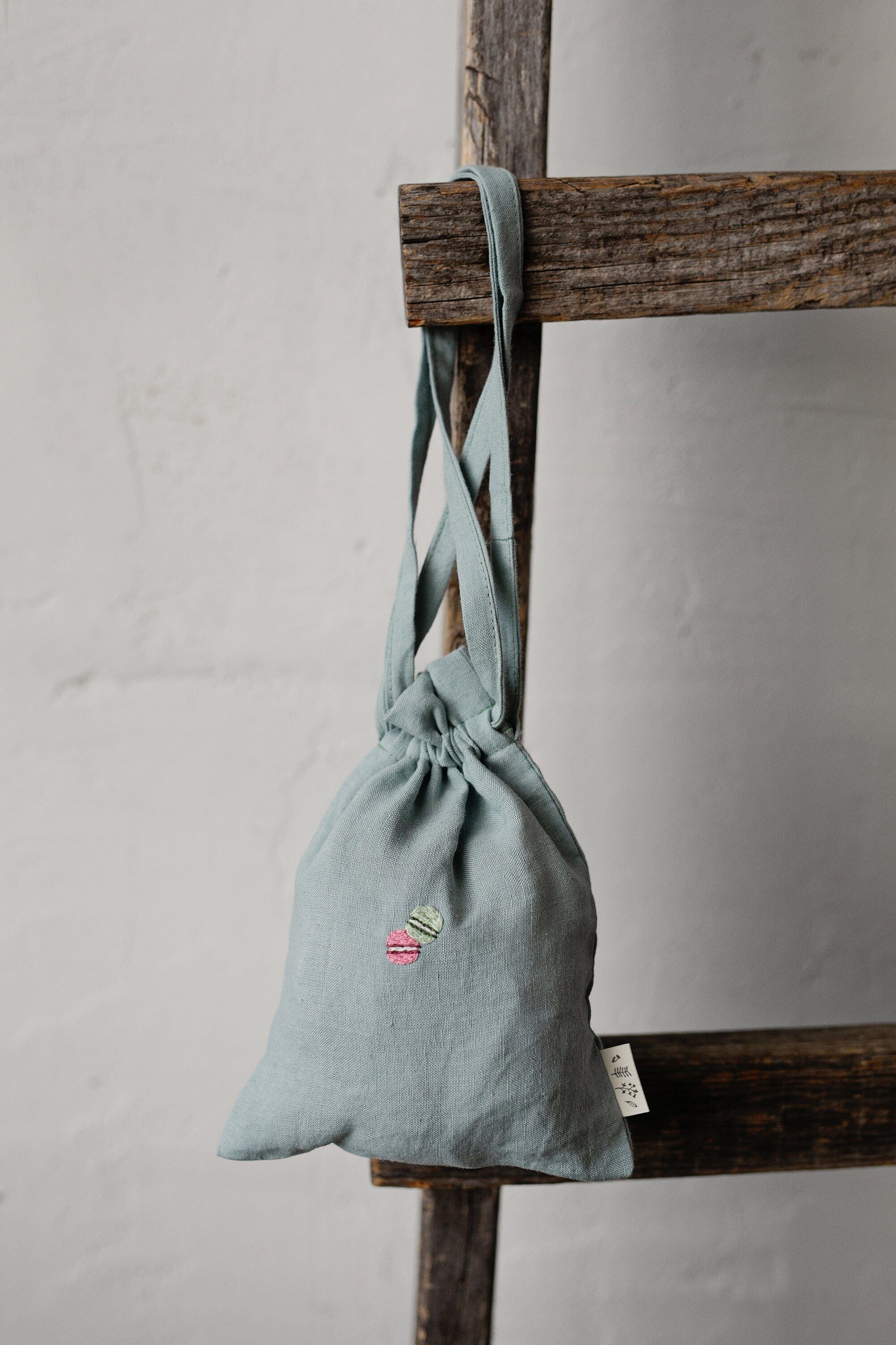 Macarons Pastel Blue Linen Pouch Bag