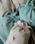 Ice Cream Pastel Blue Linen Pouch Bag