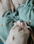 Ice Cream Pastel Pink Linen Pouch Bag