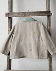 Exclusive Natural Peter Pan Collar Linen Jacket