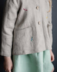 Exclusive Natural Peter Pan Collar Linen Jacket