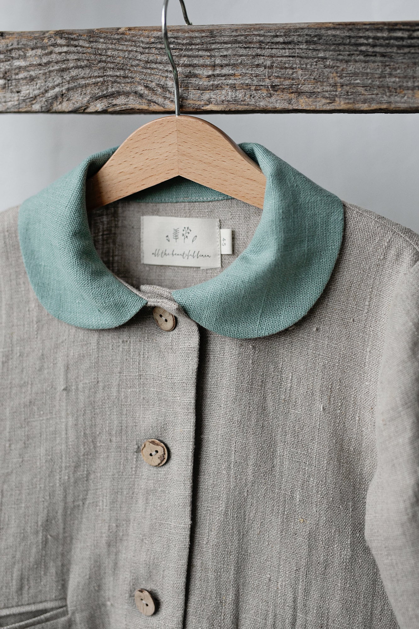 Exclusive Natural Peter Pan Collar Linen Jacket