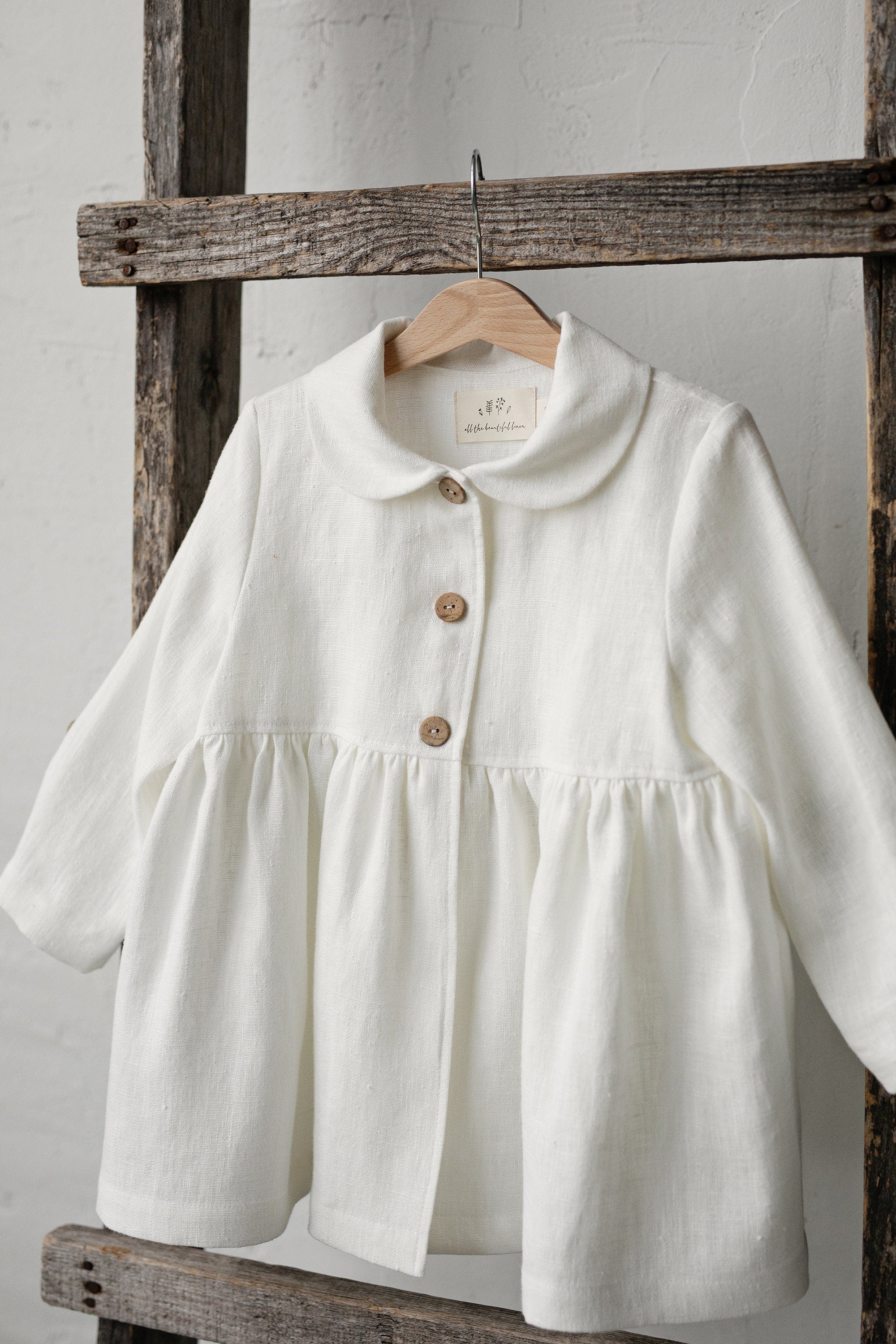 White Ruffle Linen Coat