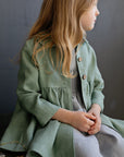 Mint Ruffle Linen Coat