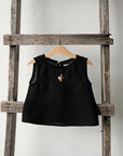 Black Sleeveless Linen Shirt