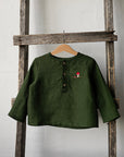 Forest Green Long Sleeve Button Linen Shirt