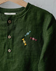 Forest Green Long Sleeve Button Linen Shirt