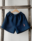 Navy Blue Simple Linen Shorts