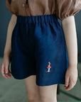 Navy Blue Simple Linen Shorts