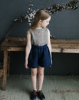 Navy Blue Simple Linen Shorts