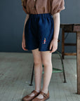 Navy Blue Simple Linen Shorts