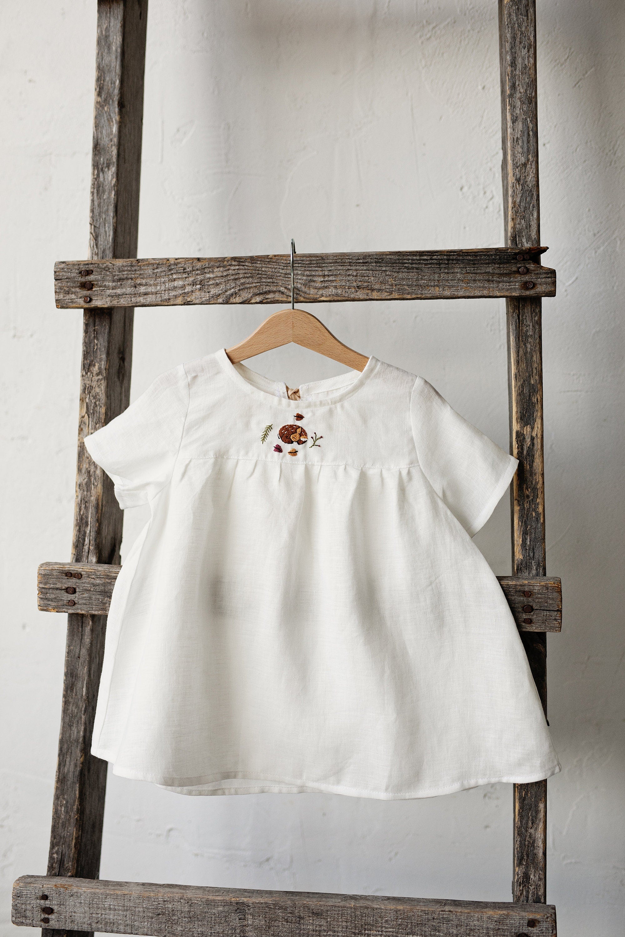 White Short Sleeve Linen Tunic