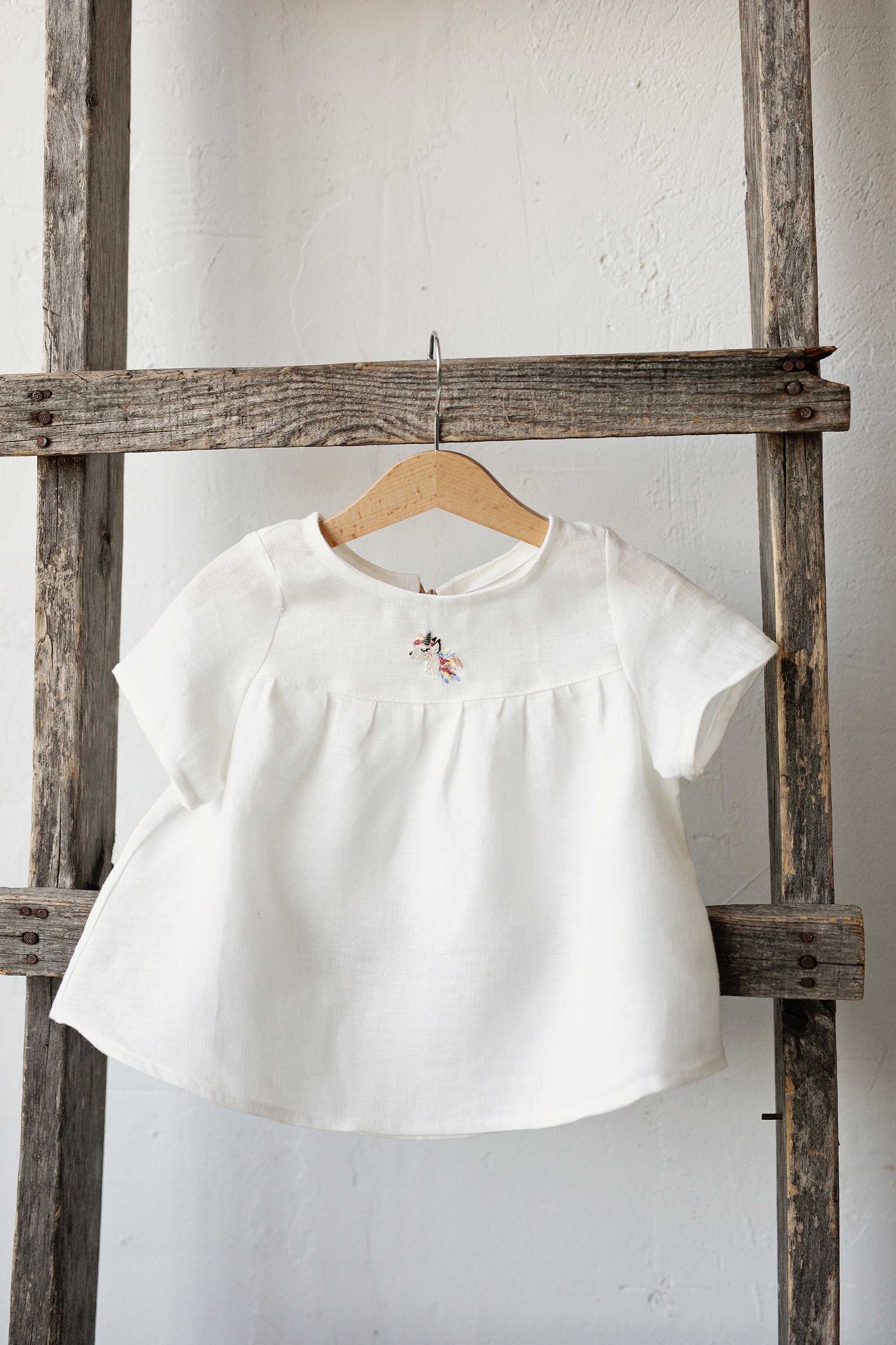 White Short Sleeve Linen Tunic