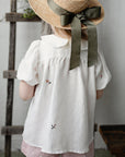 White Exclusive Short Sleeve Tunic Linen Dress