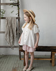 White Exclusive Short Sleeve Tunic Linen Dress